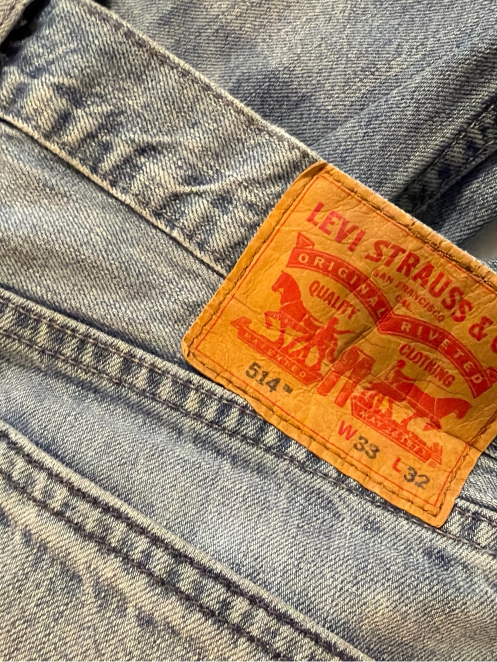 Levi's Men’s Slim Straight Jeans in Light Blue with Tan Patch